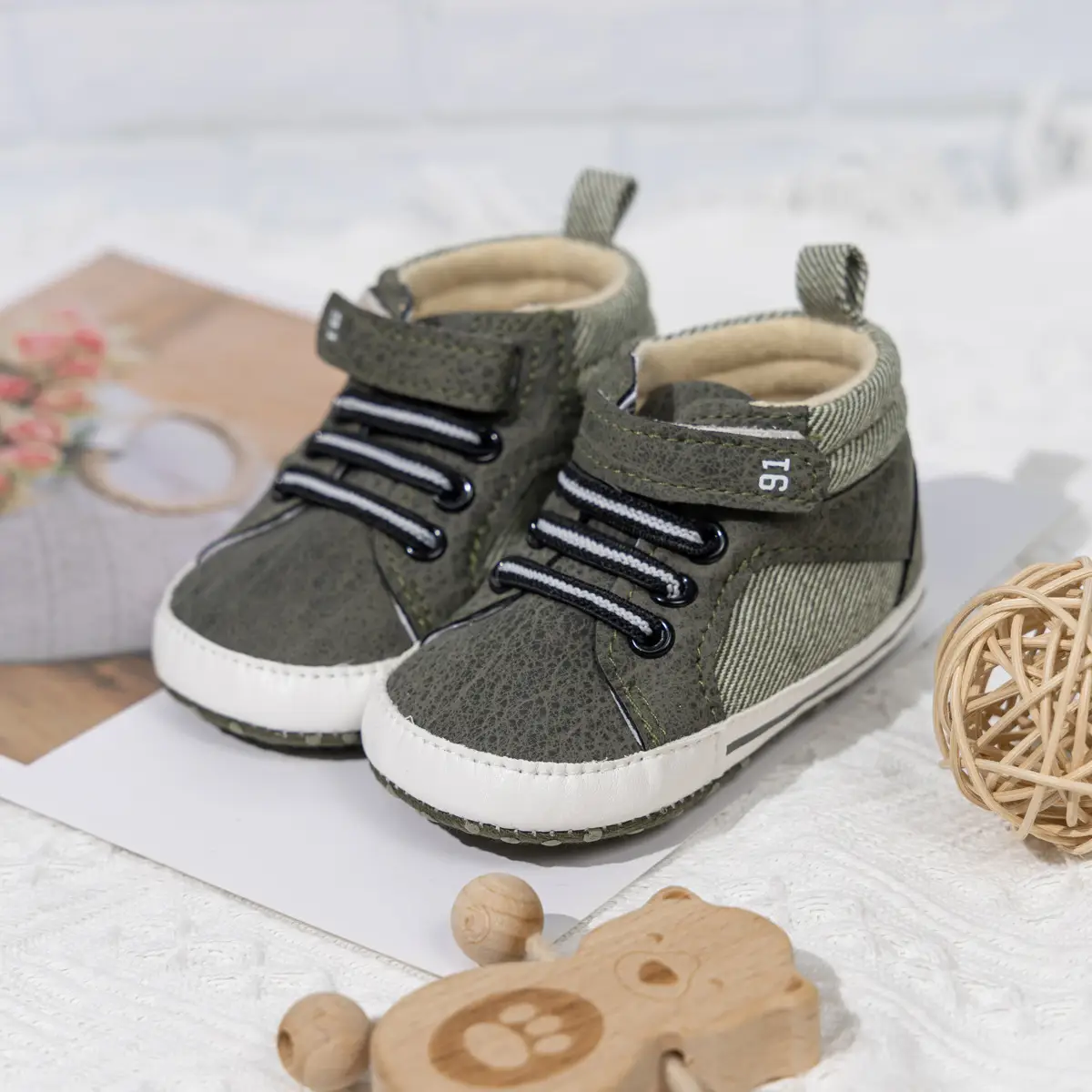 White PU Strap High-Top Baby Shoes for Toddlers — feature 14