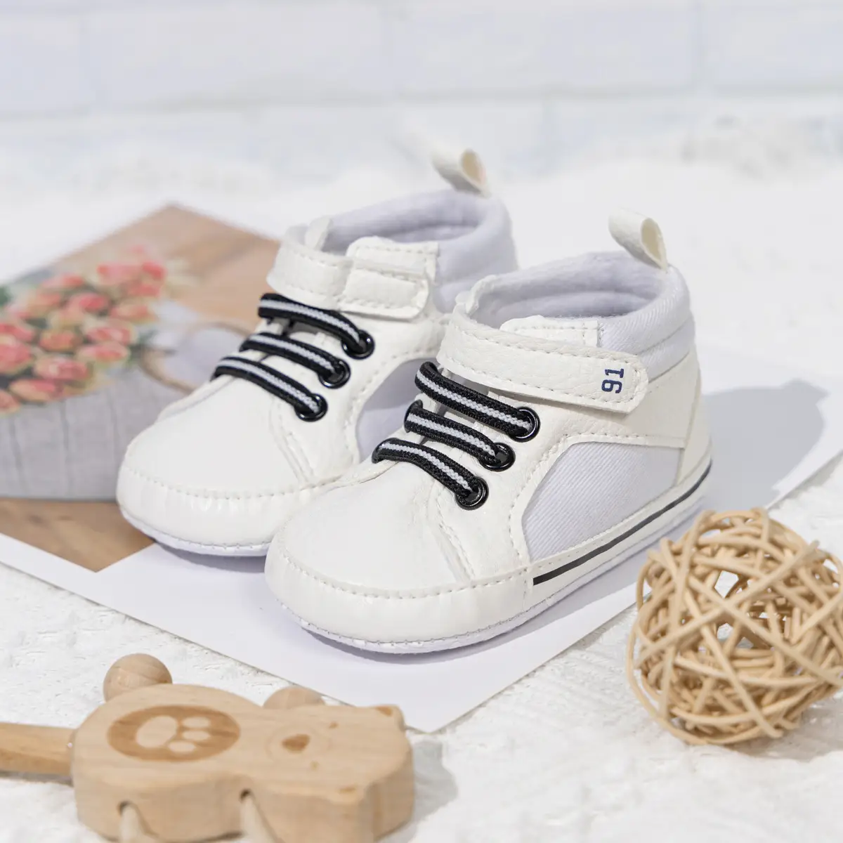 White PU Strap High-Top Baby Shoes for Toddlers — feature 4