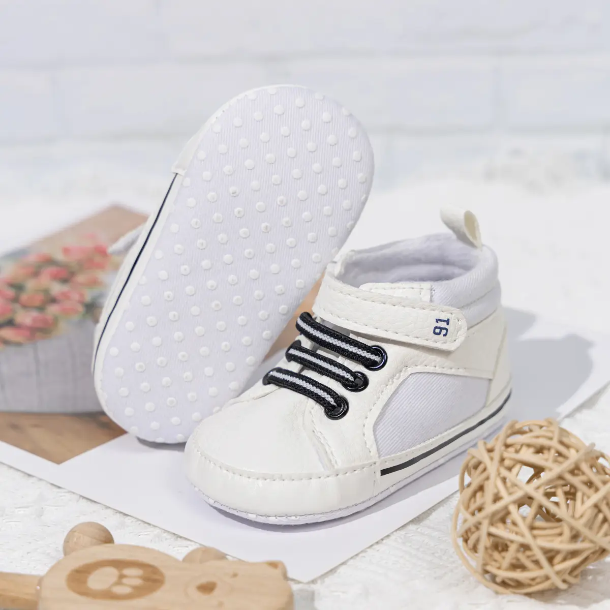 White PU Strap High-Top Baby Shoes for Toddlers — feature 5