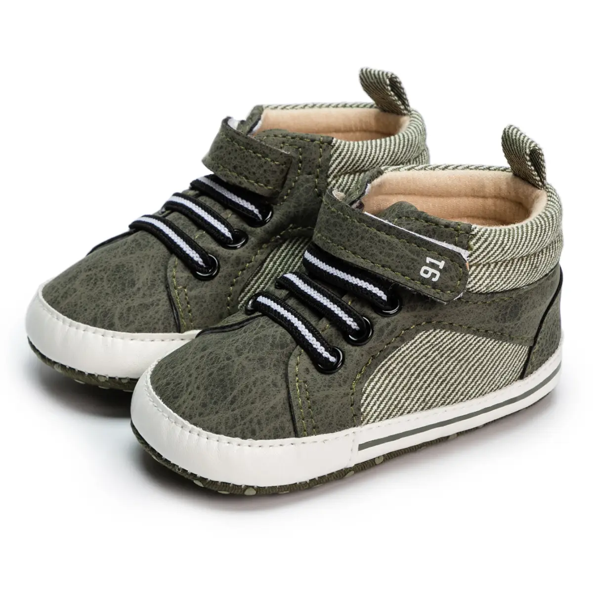 White PU Strap High-Top Baby Shoes for Toddlers