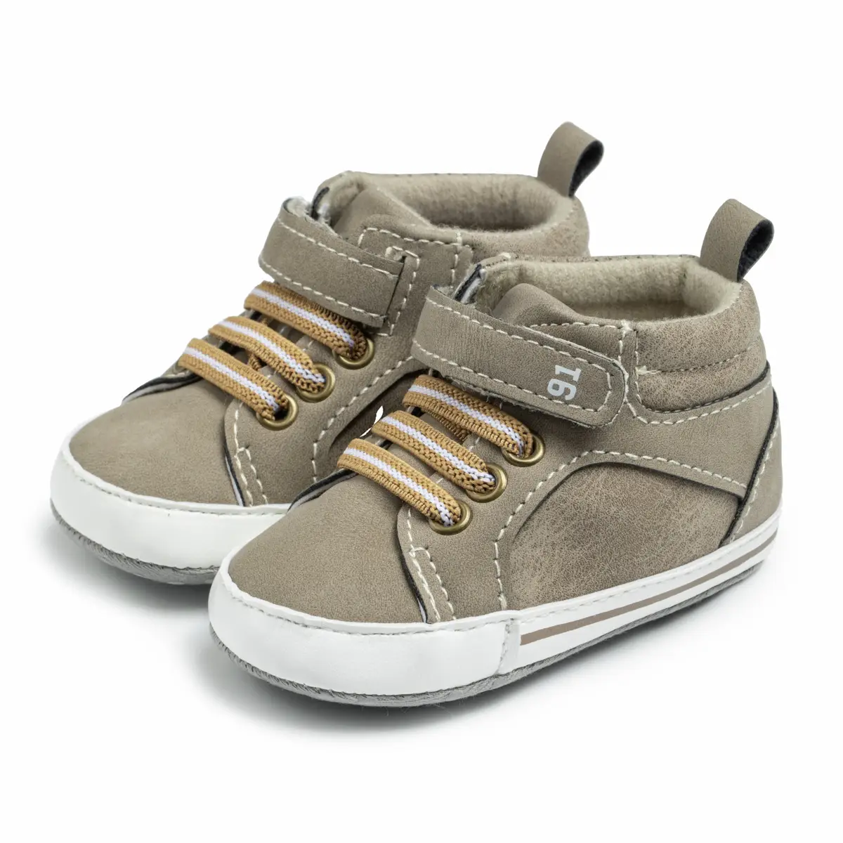 White PU Strap High-Top Baby Shoes for Toddlers