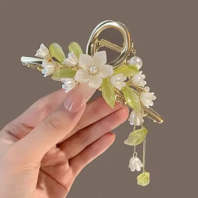 Fairy Flower Hairpin for Women with Pearl Tassel