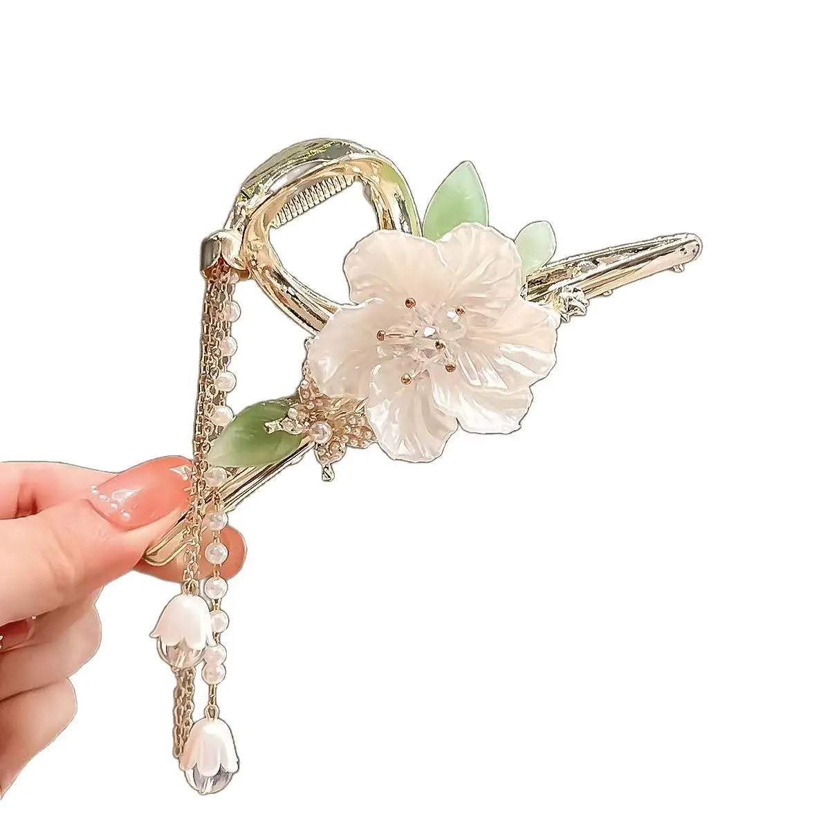 Fairy Flower Hairpin for Women with Pearl Tassel