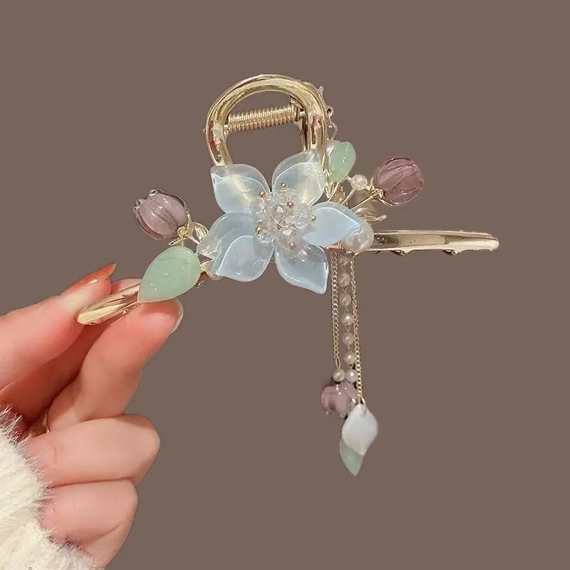 Fairy Flower Hairpin for Women with Pearl Tassel