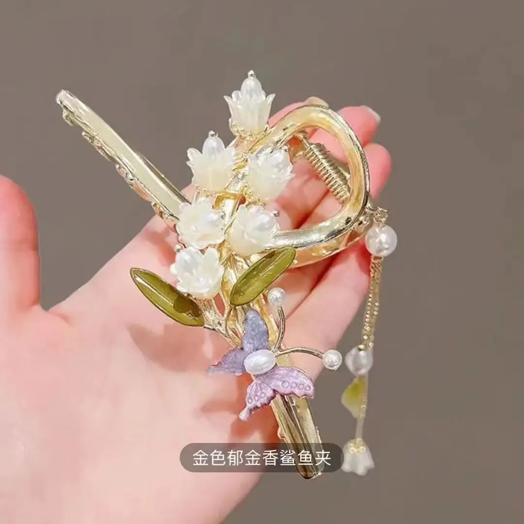 Fairy Flower Hairpin for Women with Pearl Tassel
