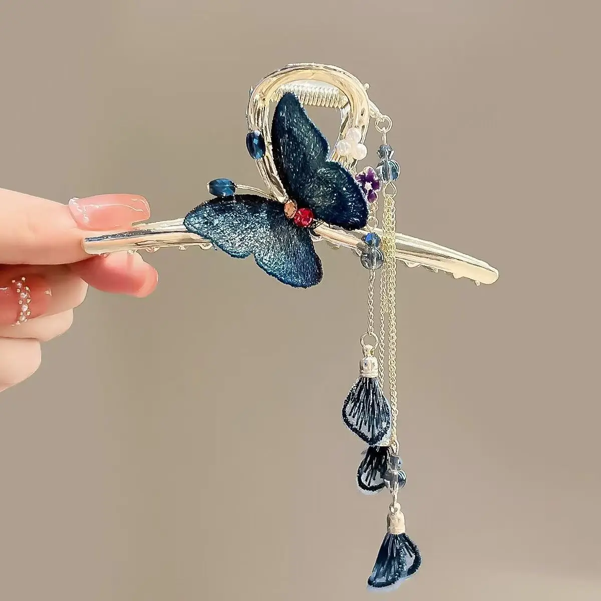 Fairy Flower Hairpin for Women with Pearl Tassel