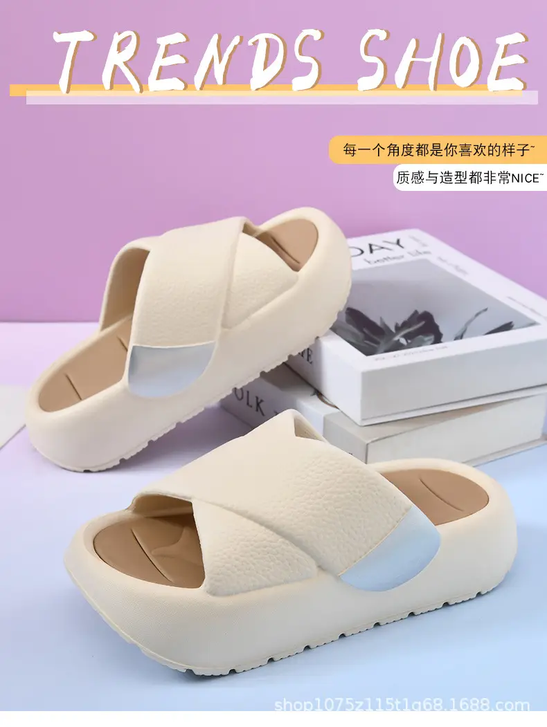 Women's slippers new fashion thick bottom increased outdoor sandals comfortable muffin bottom non-slip slippers indoor home slippers — feature 8
