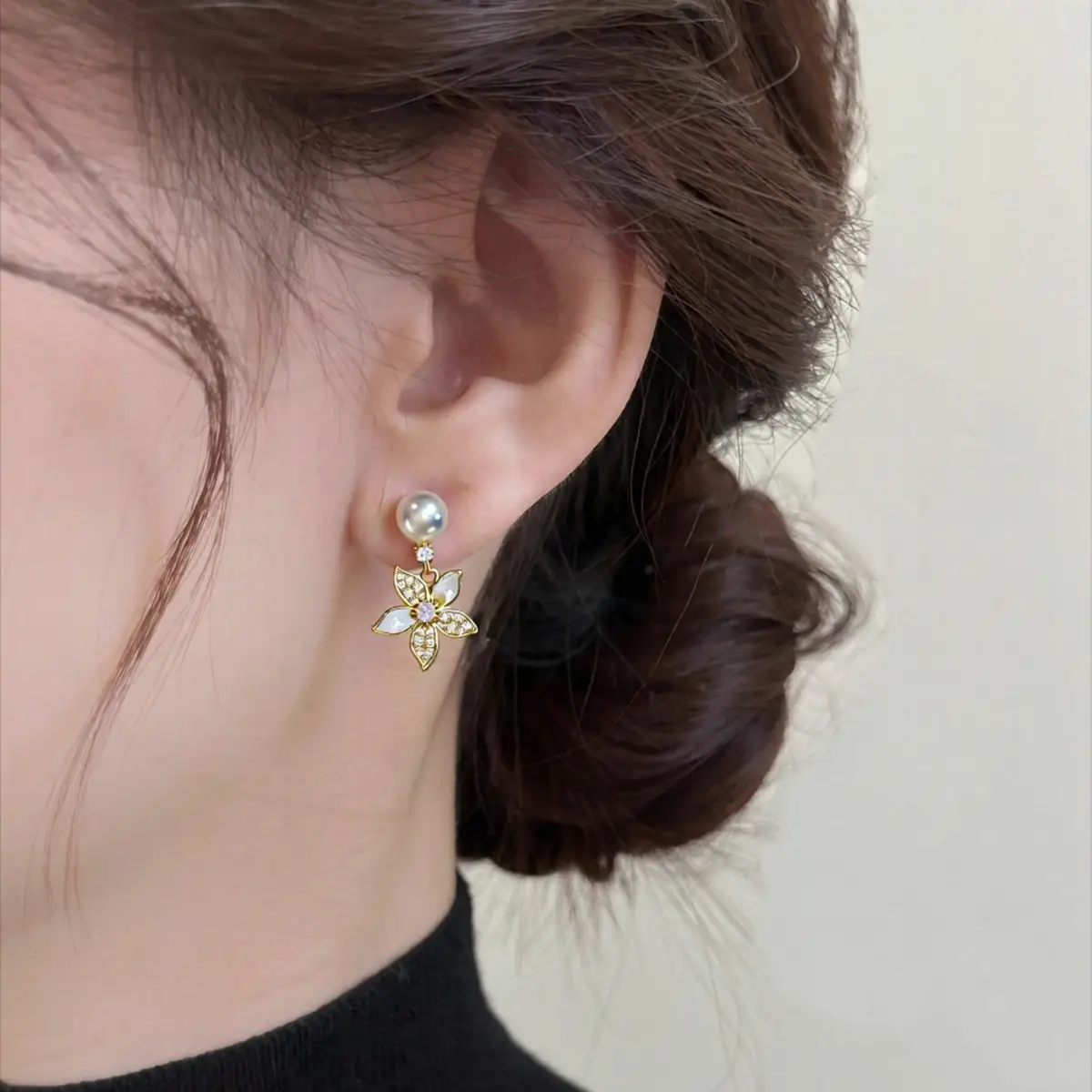 Zhuji Pearl Butterfly Earrings for Women 18K Gold - Image 5