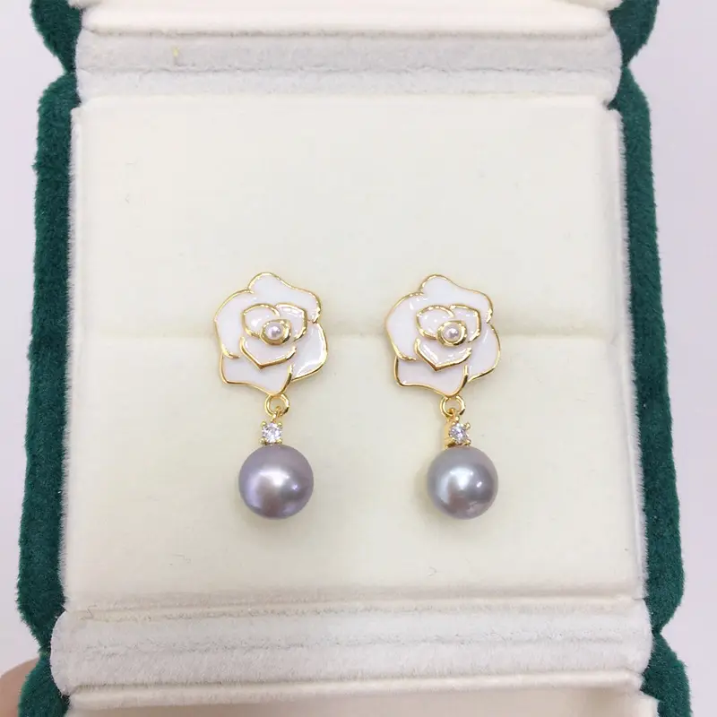 18K Gold-Filled White Camellia Pearl Earrings for Women — feature 4