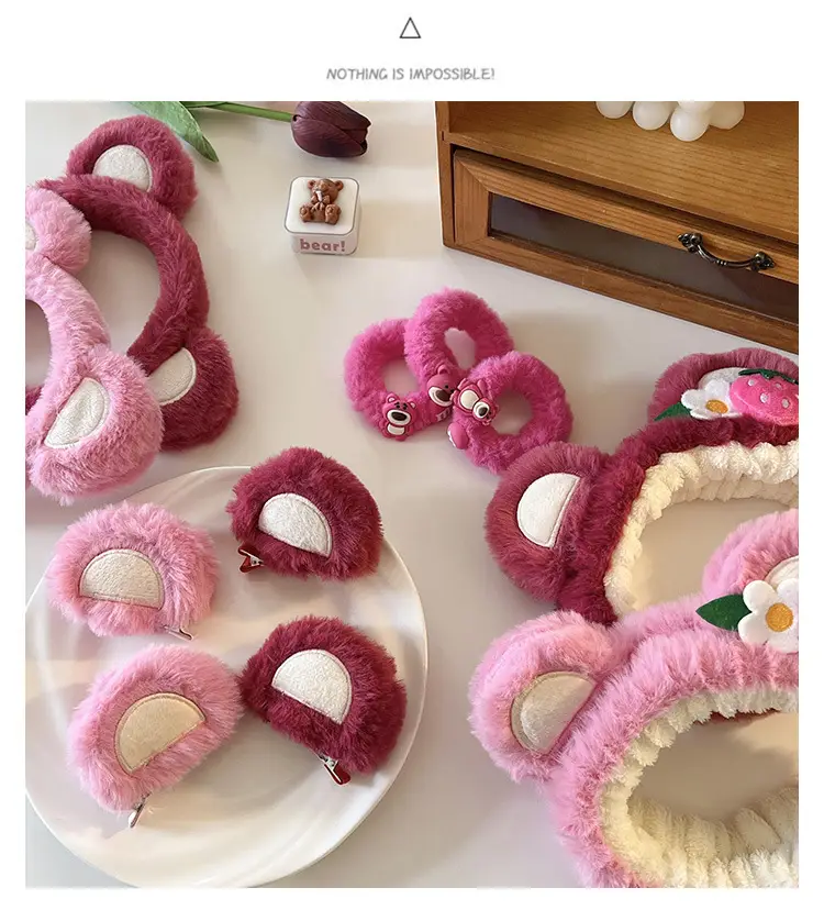 Strawberry Bear Plush Hair Hoop for Girls — feature 7