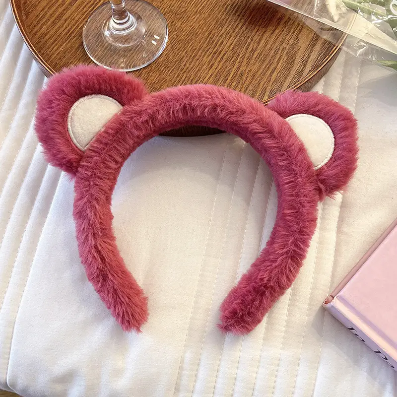 Strawberry Bear Plush Hair Hoop for Girls - Image 4
