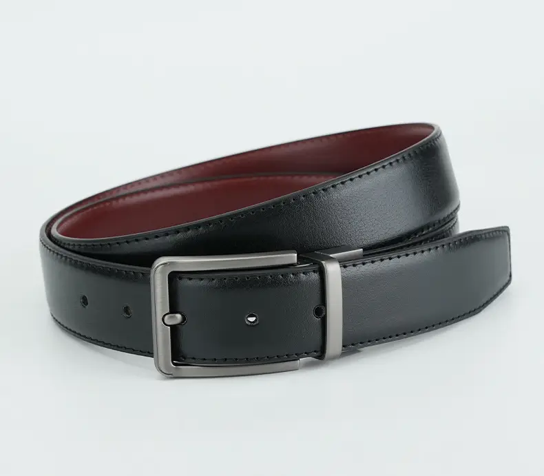 Men's Genuine Leather Belt Black Cross-Border Rotating Pin Buckle — feature 11