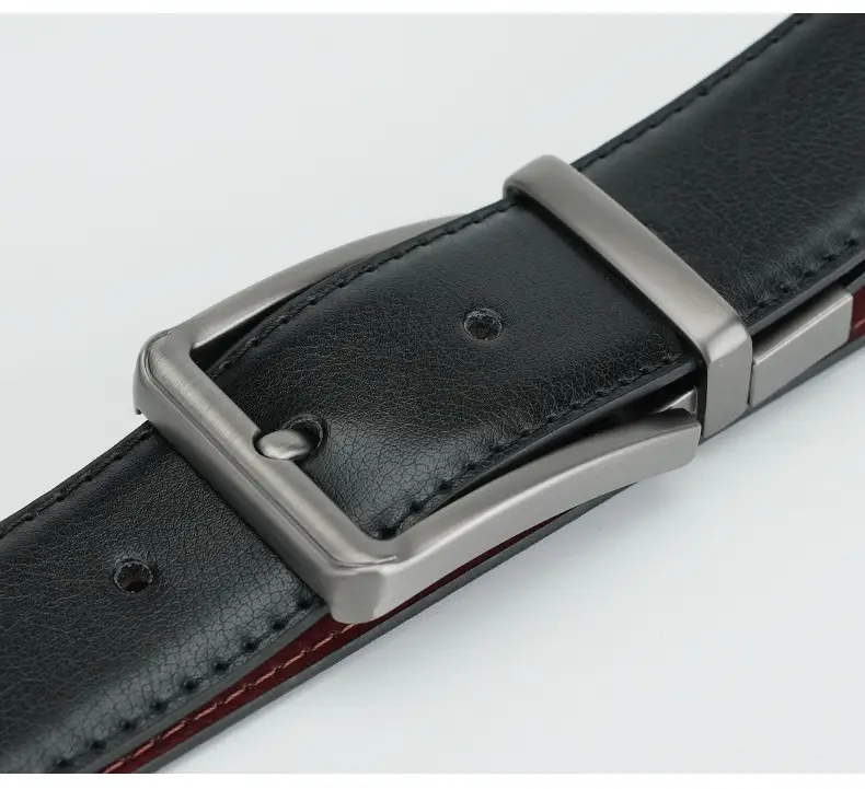 Men's Genuine Leather Belt Black Cross-Border Rotating Pin Buckle — feature 12