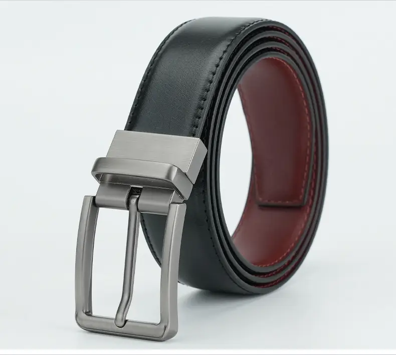 Men's Genuine Leather Belt Black Cross-Border Rotating Pin Buckle — feature 13