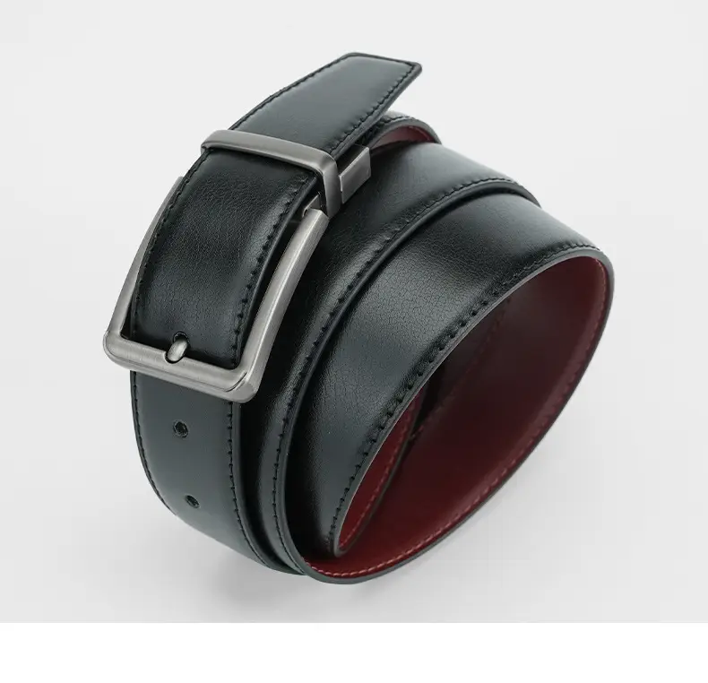 Men's Genuine Leather Belt Black Cross-Border Rotating Pin Buckle — feature 14