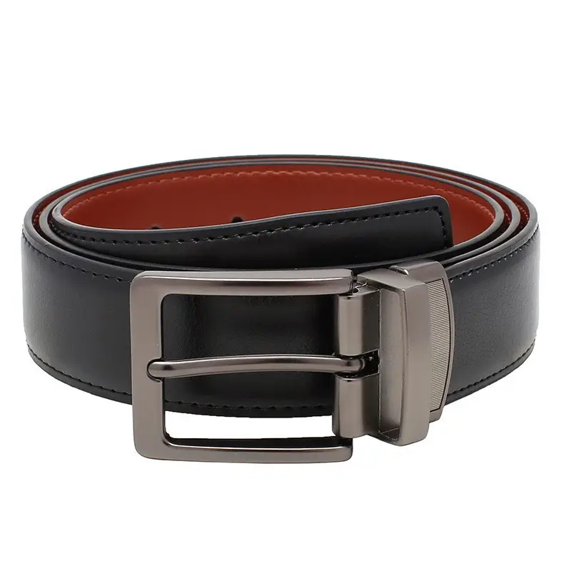 Men's Genuine Leather Belt Black Cross-Border Rotating Pin Buckle — feature 16
