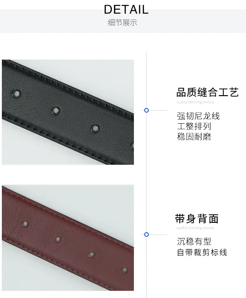 Men's Genuine Leather Belt Black Cross-Border Rotating Pin Buckle — feature 9