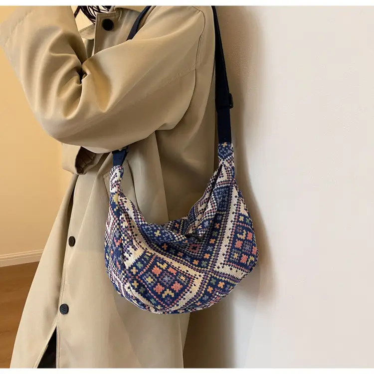 Large Cap Ethnic Patterned Crossbody Bag for Women — feature 10