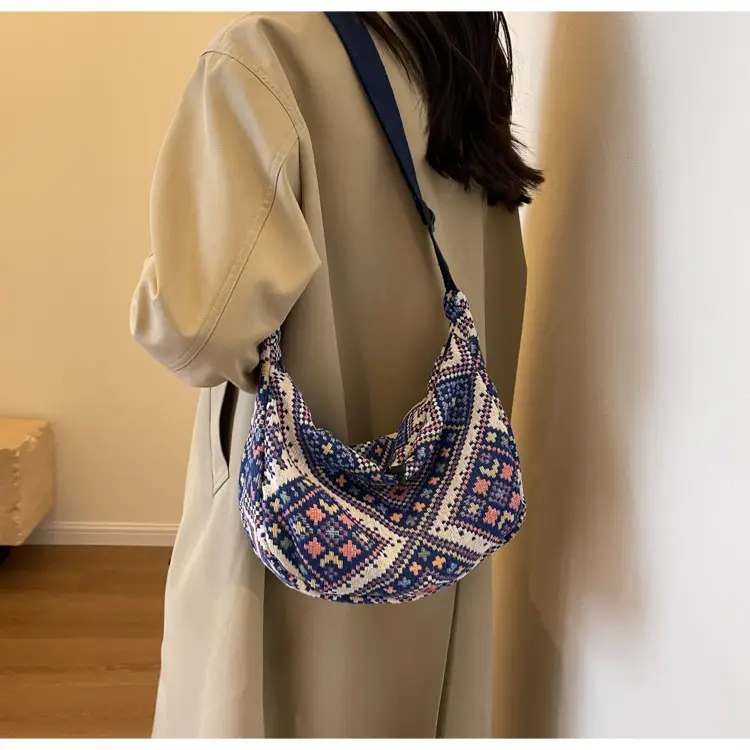 Large Cap Ethnic Patterned Crossbody Bag for Women — feature 11