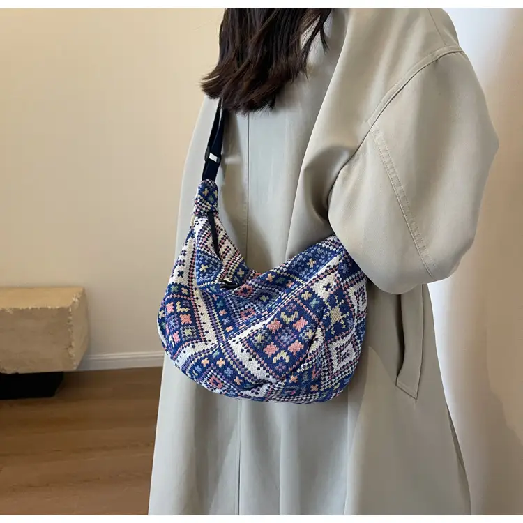 Large Cap Ethnic Patterned Crossbody Bag for Women — feature 12