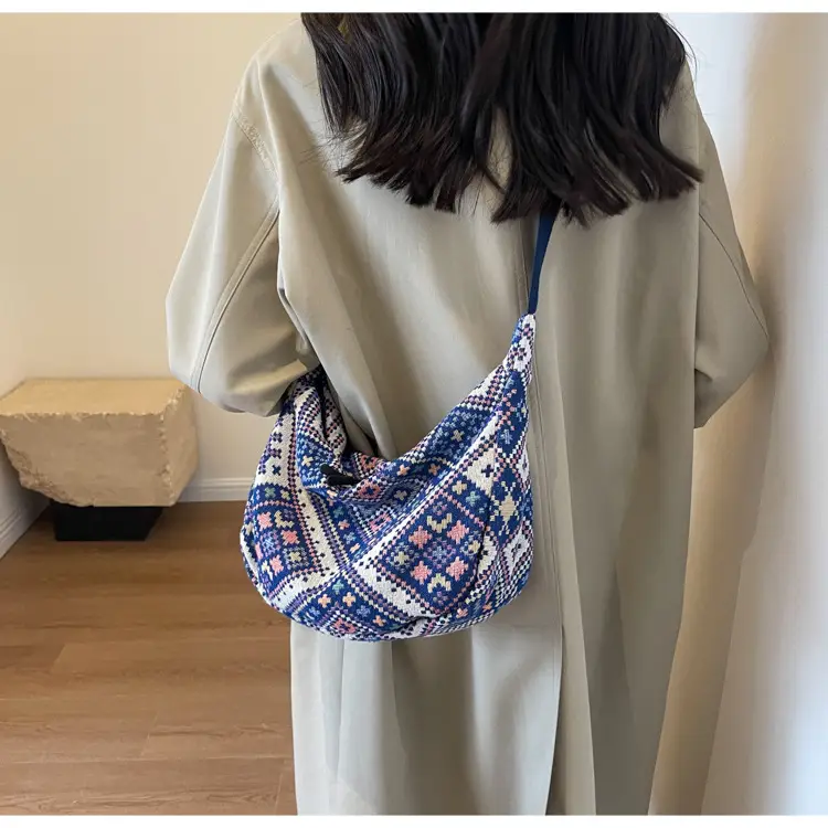 Large Cap Ethnic Patterned Crossbody Bag for Women — feature 13