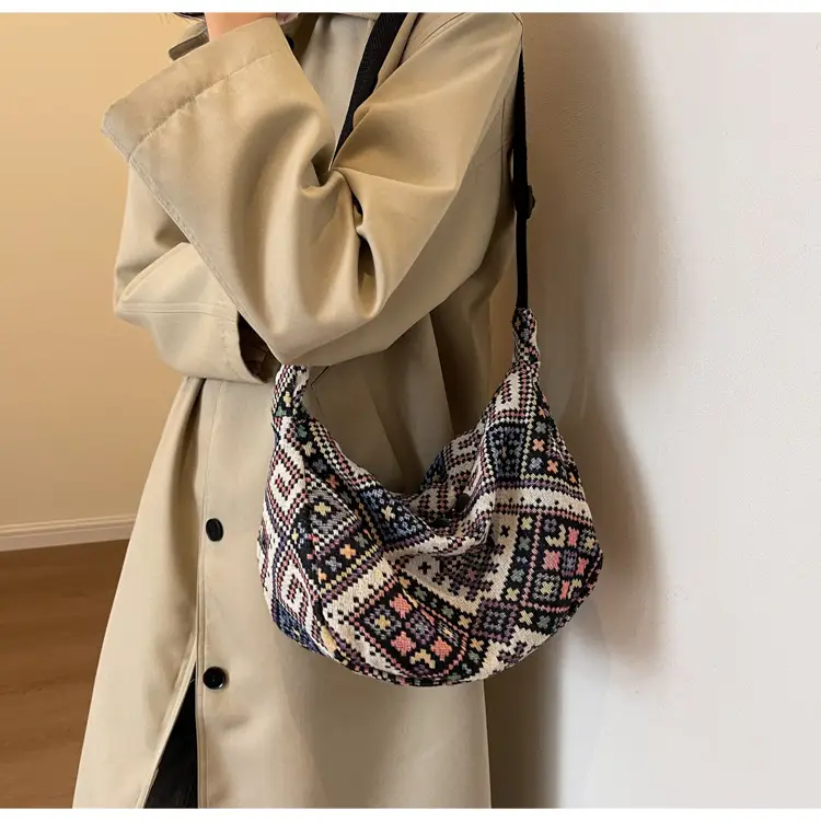 Large Cap Ethnic Patterned Crossbody Bag for Women — feature 16
