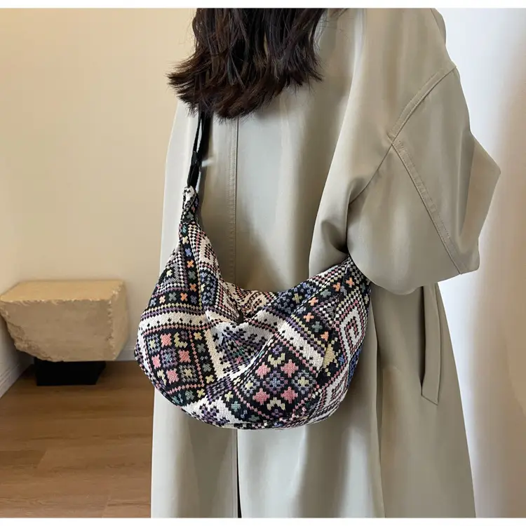 Large Cap Ethnic Patterned Crossbody Bag for Women — feature 17