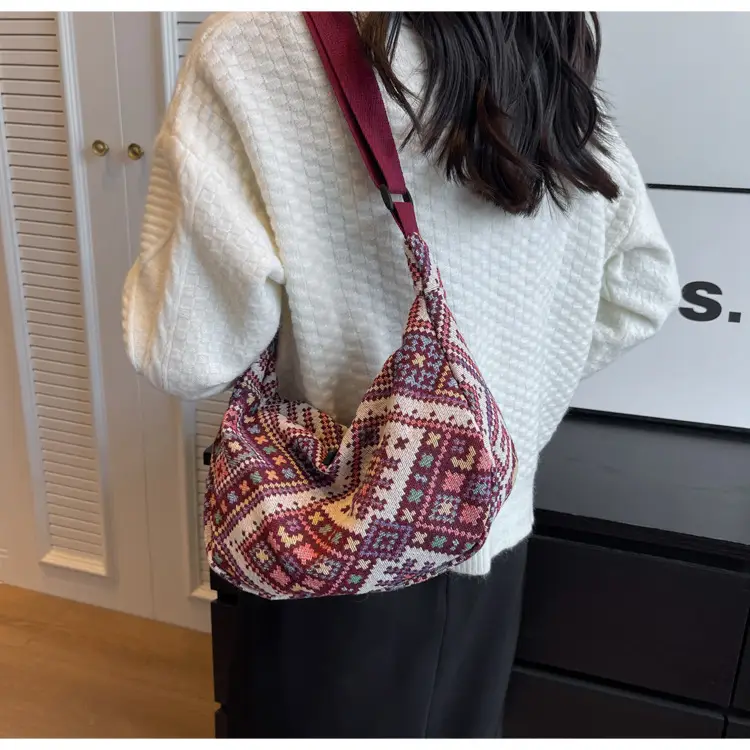 Large Cap Ethnic Patterned Crossbody Bag for Women — feature 19