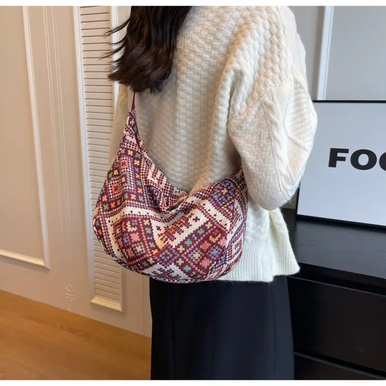 Large Cap Ethnic Patterned Crossbody Bag for Women — feature 20