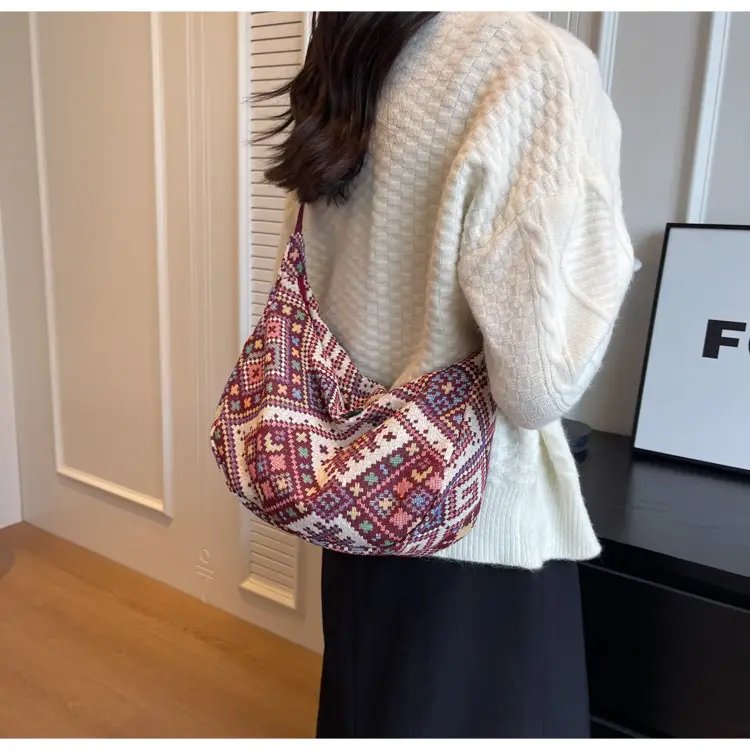 Large Cap Ethnic Patterned Crossbody Bag for Women — feature 21