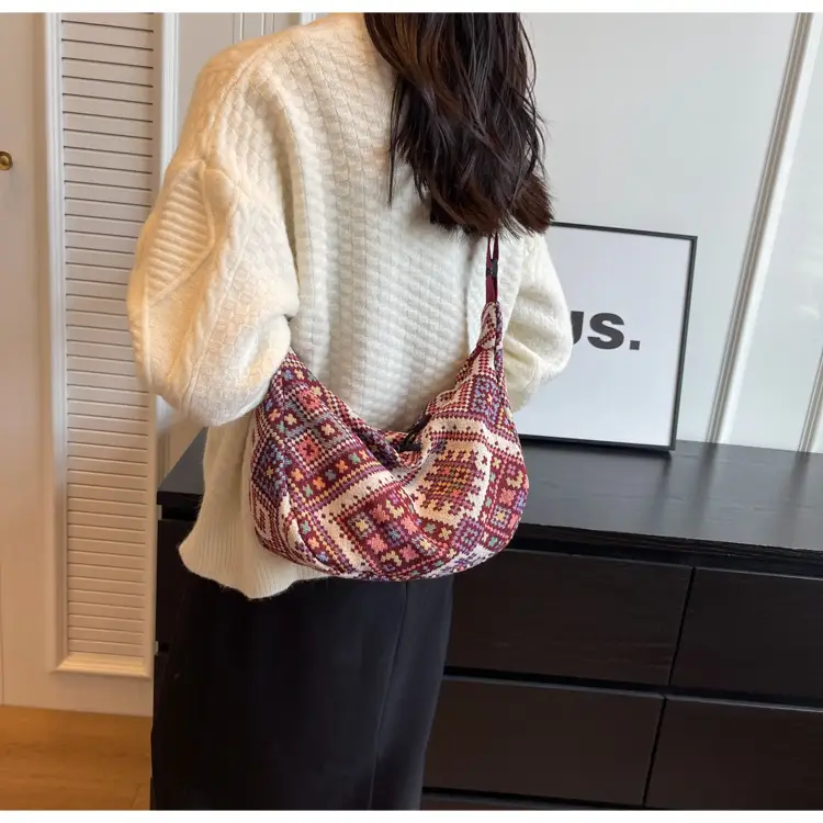 Large Cap Ethnic Patterned Crossbody Bag for Women — feature 22