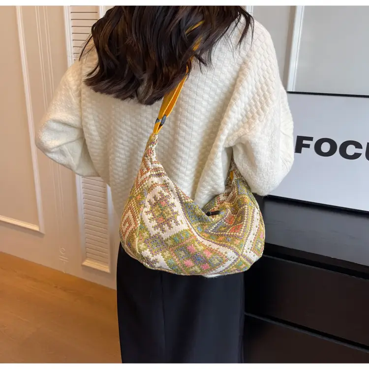 Large Cap Ethnic Patterned Crossbody Bag for Women — feature 24