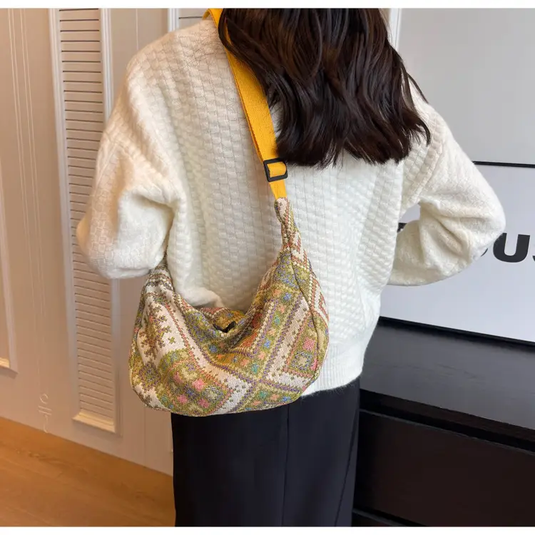 Large Cap Ethnic Patterned Crossbody Bag for Women — feature 25
