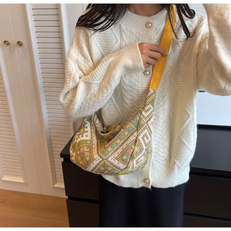 Large Cap Ethnic Patterned Crossbody Bag for Women — feature 26