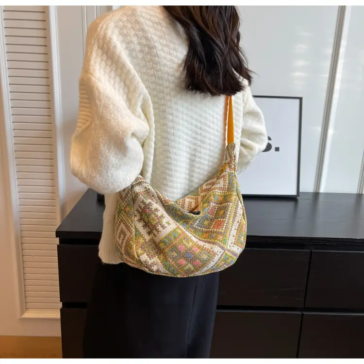 Large Cap Ethnic Patterned Crossbody Bag for Women — feature 28