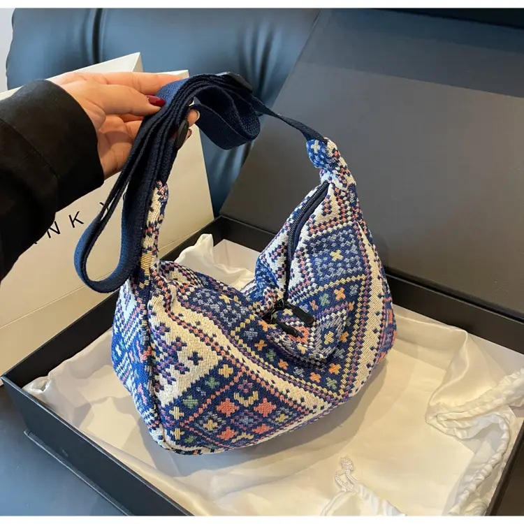 Large Cap Ethnic Patterned Crossbody Bag for Women — feature 30