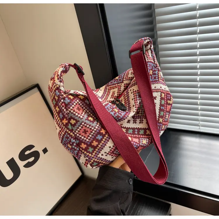 Large Cap Ethnic Patterned Crossbody Bag for Women — feature 39