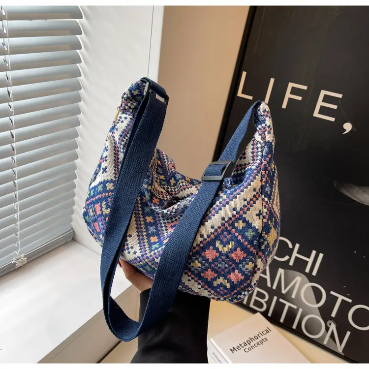 Large Cap Ethnic Patterned Crossbody Bag for Women — feature 41