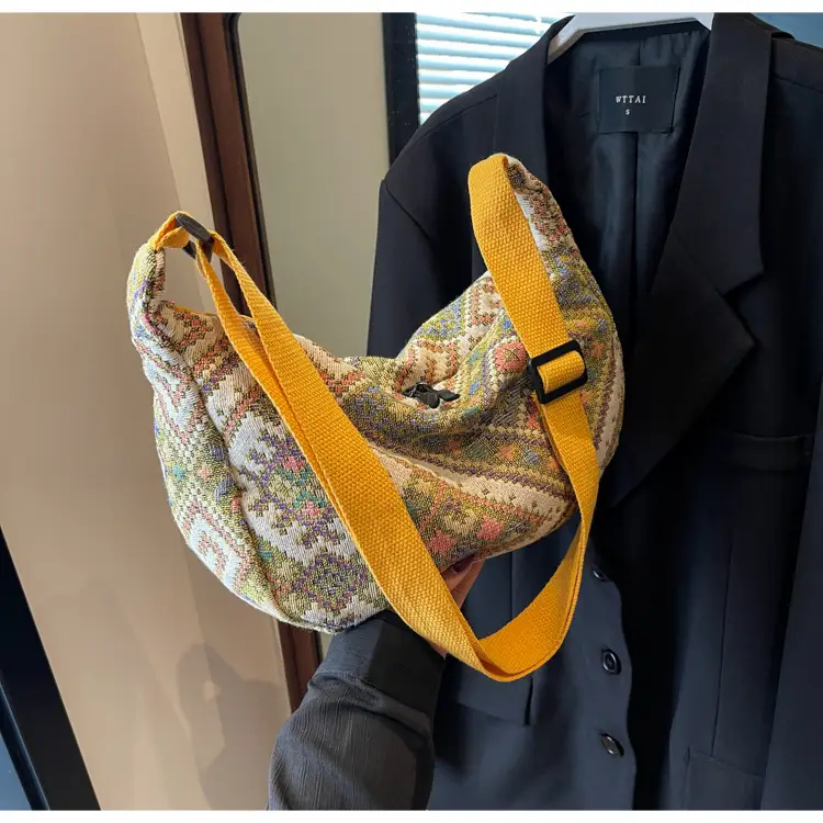 Large Cap Ethnic Patterned Crossbody Bag for Women — feature 43