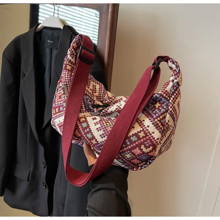 Large Cap Ethnic Patterned Crossbody Bag for Women — feature 45