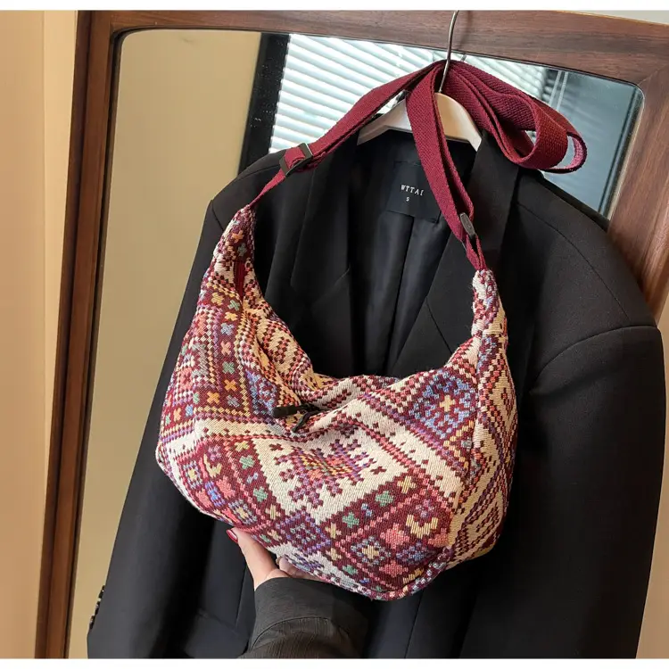 Large Cap Ethnic Patterned Crossbody Bag for Women — feature 46