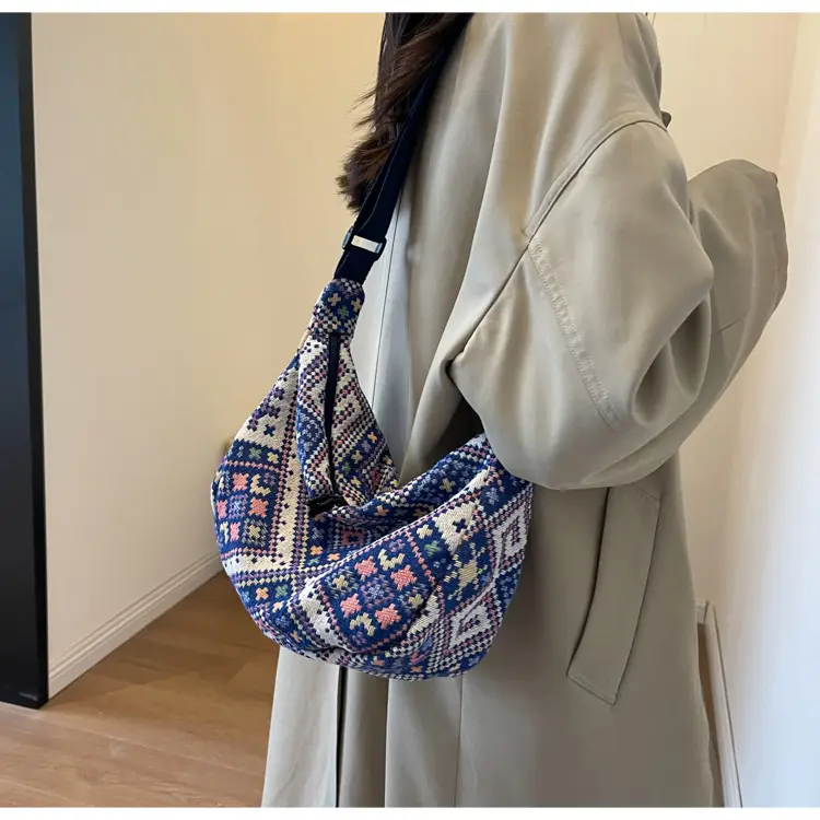 Large Cap Ethnic Patterned Crossbody Bag for Women — feature 9