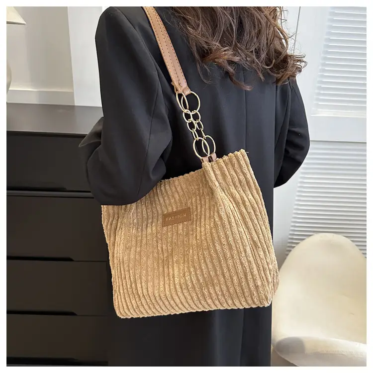 Korean Style Thick Corduroy Shoulder Bag Large Capacity — feature 10