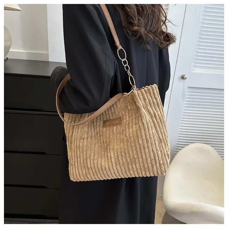 Korean Style Thick Corduroy Shoulder Bag Large Capacity — feature 11