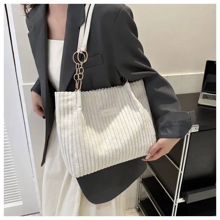 Korean Style Thick Corduroy Shoulder Bag Large Capacity — feature 12