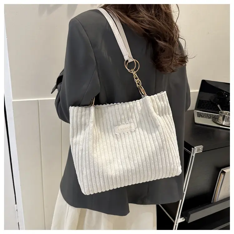 Korean Style Thick Corduroy Shoulder Bag Large Capacity — feature 13