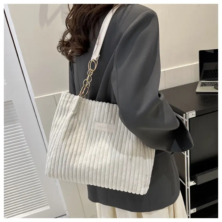 Korean Style Thick Corduroy Shoulder Bag Large Capacity — feature 14