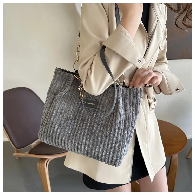 Korean Style Thick Corduroy Shoulder Bag Large Capacity — feature 15