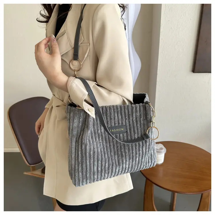Korean Style Thick Corduroy Shoulder Bag Large Capacity — feature 16