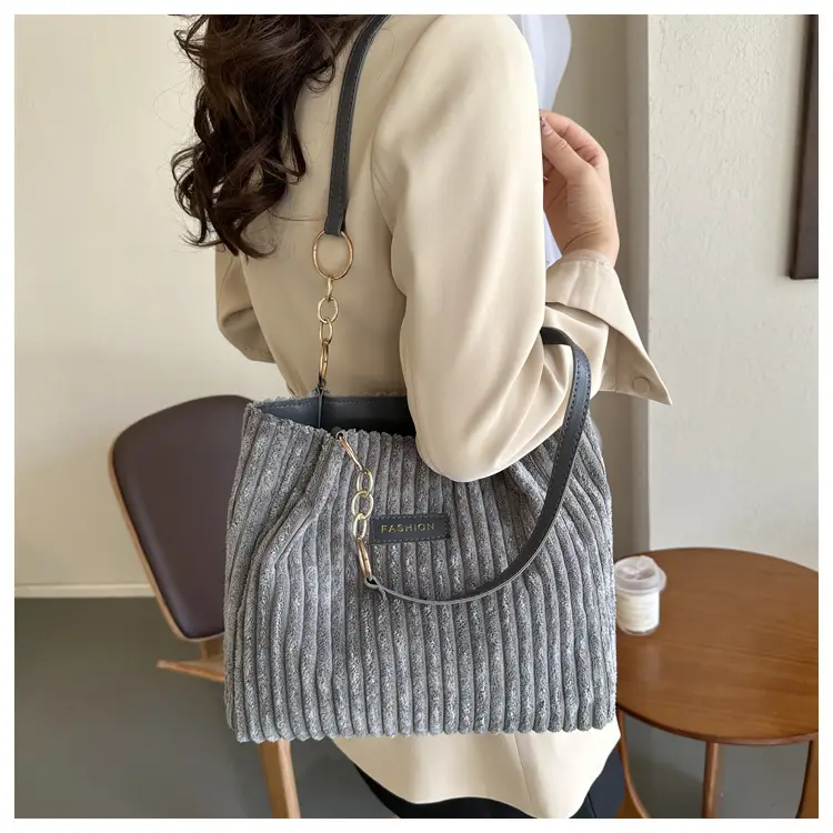 Korean Style Thick Corduroy Shoulder Bag Large Capacity — feature 17